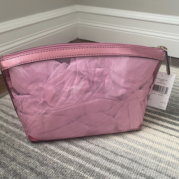 NWT KATE SPADE Pink Sparkle Zippered Make-up Cosmetic Bag - Picture 3 of 3